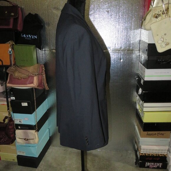ESCADA Navy 100% Italian Wool Silk Suit Blazer Jacket size 42 US 12 - Picture 4 of 9